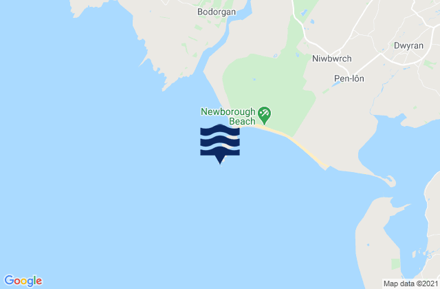 Mappa delle maree di Llanddwyn Island, United Kingdom