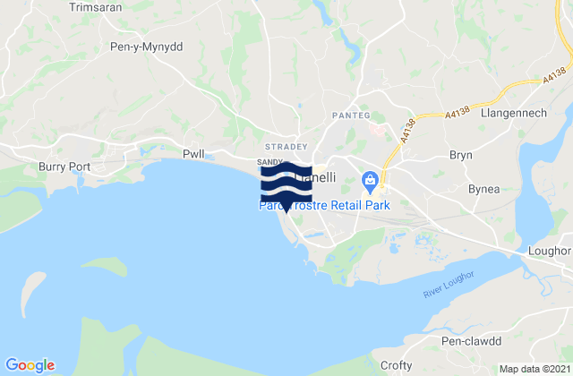 Mappa delle maree di Llanelli, United Kingdom