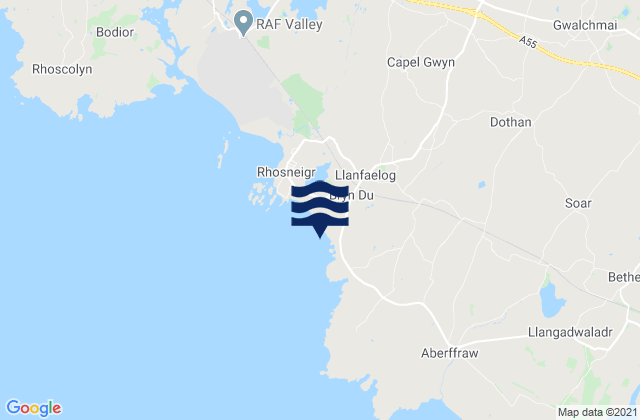 Mappa delle maree di Llanfaelog Beach, United Kingdom