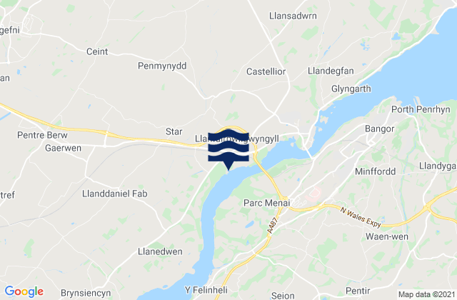 Mappa delle maree di Llanfairpwllgwyngyll, United Kingdom