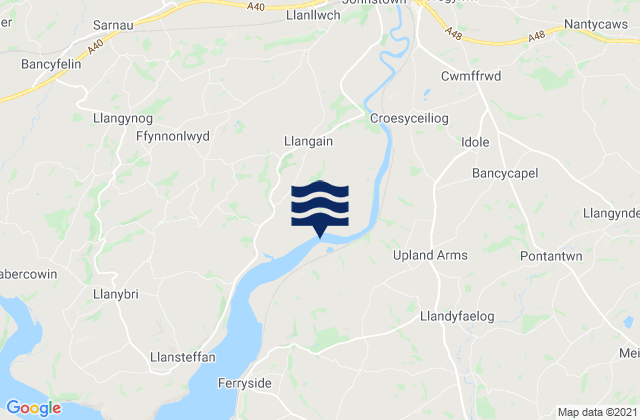 Mappa delle maree di Llangain, United Kingdom