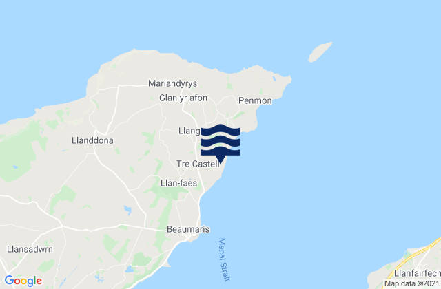 Mappa delle maree di Llangoed, United Kingdom