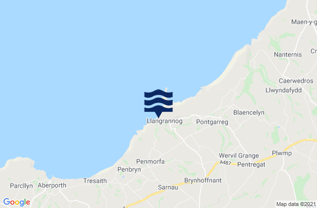 Mappa delle maree di Llangrannog's Beach, United Kingdom