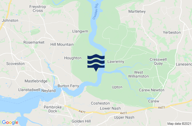 Mappa delle maree di Llangwm, United Kingdom