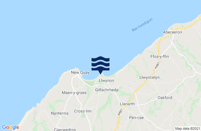 Mappa delle maree di Llanina Beach, United Kingdom