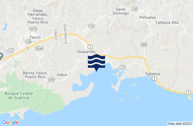 Mappa delle maree di Llano Barrio, Puerto Rico