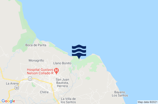 Mappa delle maree di Llano Largo, Panama