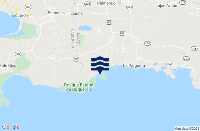 Mappa delle maree di Llanos Barrio, Puerto Rico