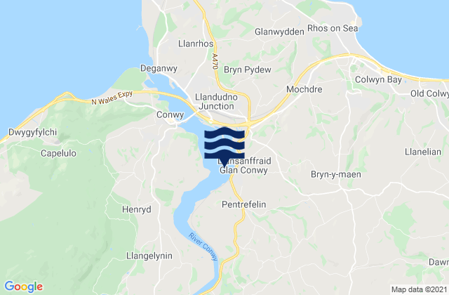 Mappa delle maree di Llansantffraid Glan Conwy, United Kingdom