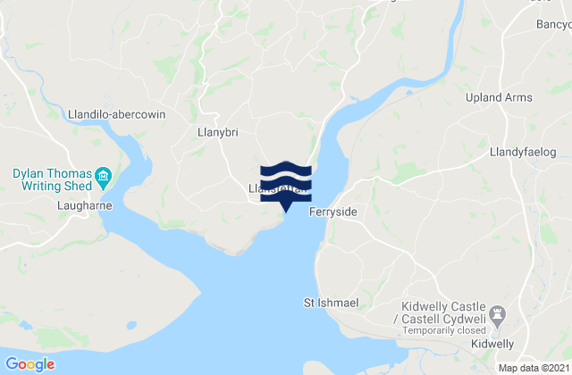 Mappa delle maree di Llansteffan, United Kingdom