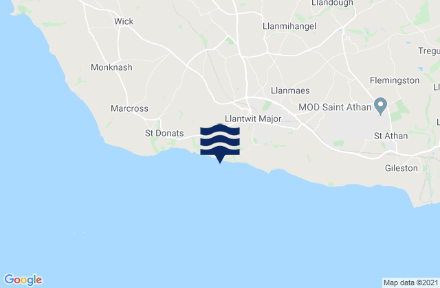 Mappa delle maree di Llantwit Major Beach, United Kingdom
