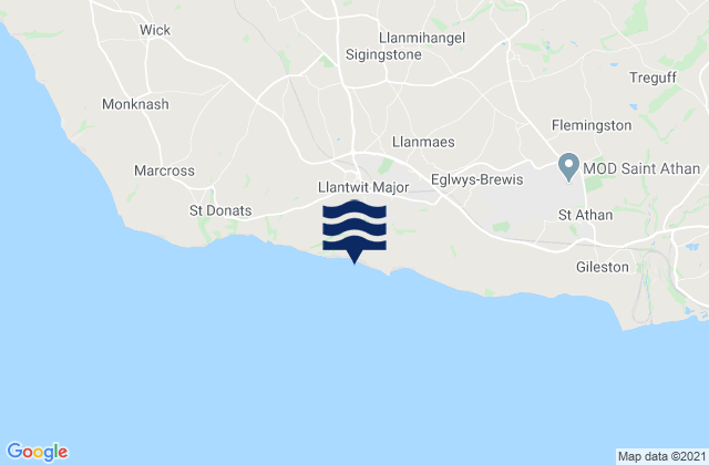 Mappa delle maree di Llantwit Major, United Kingdom