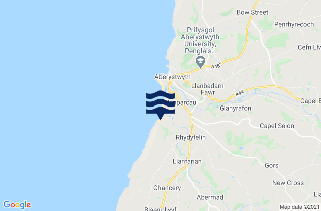 Mappa delle maree di Lledrod, United Kingdom