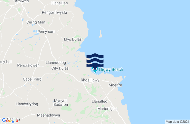 Mappa delle maree di Lligwy Bay Beach, United Kingdom