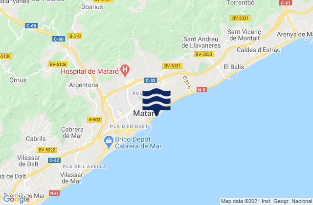Mappa delle maree di Llinars del Vallès, Spain
