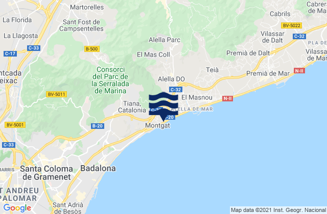 Mappa delle maree di Lliçà de Vall, Spain