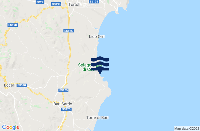 Mappa delle maree di Loceri, Italy