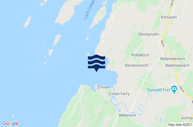 Mappa delle maree di Loch Crinan, United Kingdom
