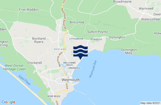 Mappa delle maree di Lodmoor Beach, United Kingdom