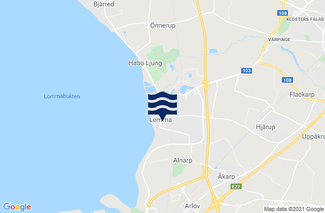 Mappa delle maree di Lomma, Sweden