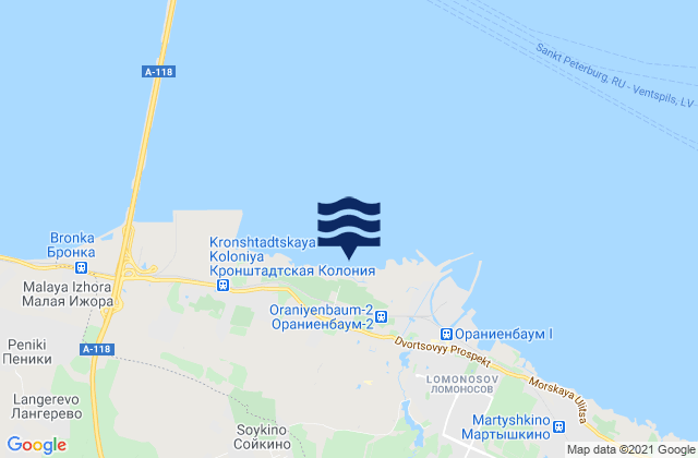 Mappa delle maree di Lomonosovskiy Rayon, Russia