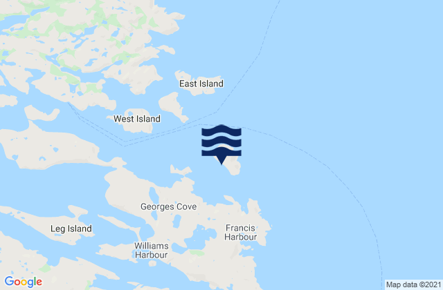 Mappa delle maree di Long (Fox) Island, Canada