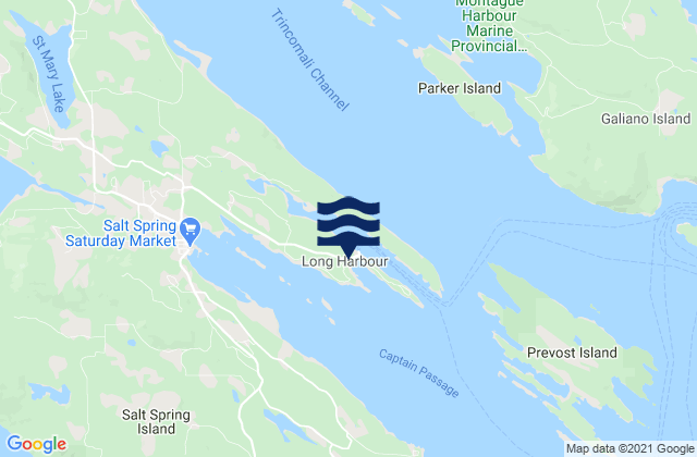 Mappa delle maree di Long Harbour, Canada