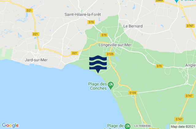 Mappa delle maree di Longeville-sur-Mer, France