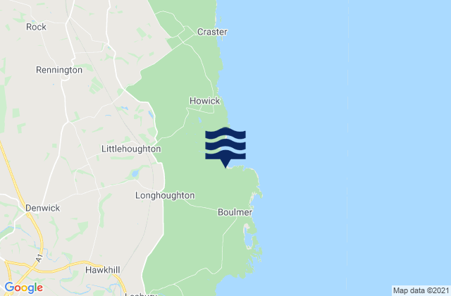 Mappa delle maree di Longhoughton Beach, United Kingdom