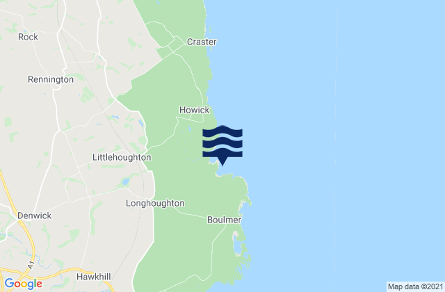 Mappa delle maree di Longhoughton Steel Beach, United Kingdom