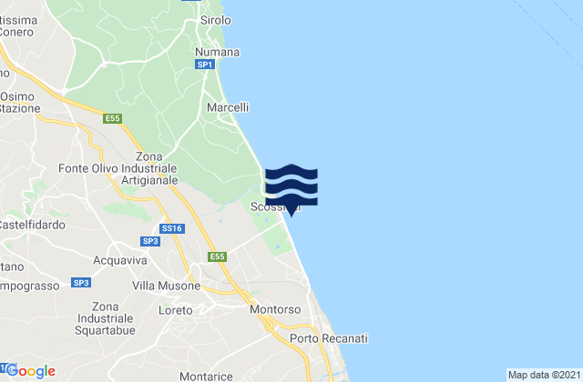 Mappa delle maree di Loreto Stazione, Italy