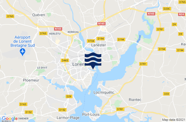 Mappa delle maree di Lorient (Arsenal), France
