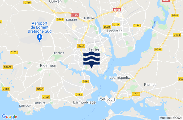 Mappa delle maree di Lorient, France