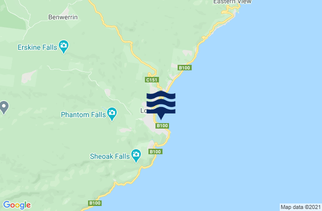 Mappa delle maree di Lorne, Australia