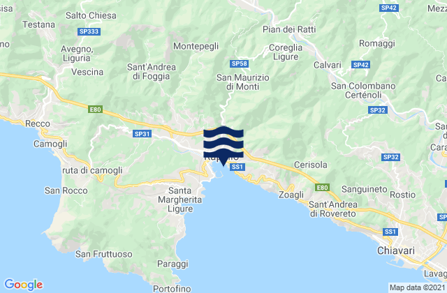 Mappa delle maree di Lorsica, Italy
