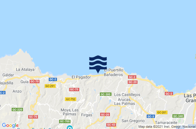 Mappa delle maree di Los Enanos, Spain