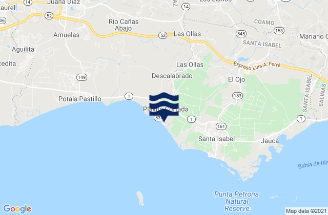 Mappa delle maree di Los Llanos, Puerto Rico