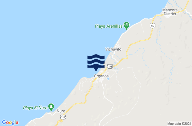 Mappa delle maree di Los Organos, Peru