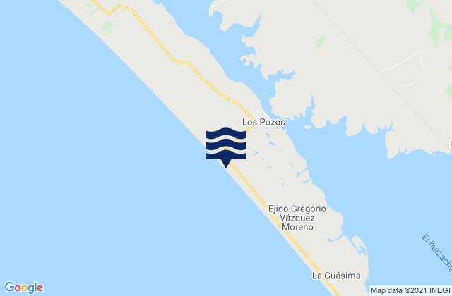 Mappa delle maree di Los Pozos, Mexico