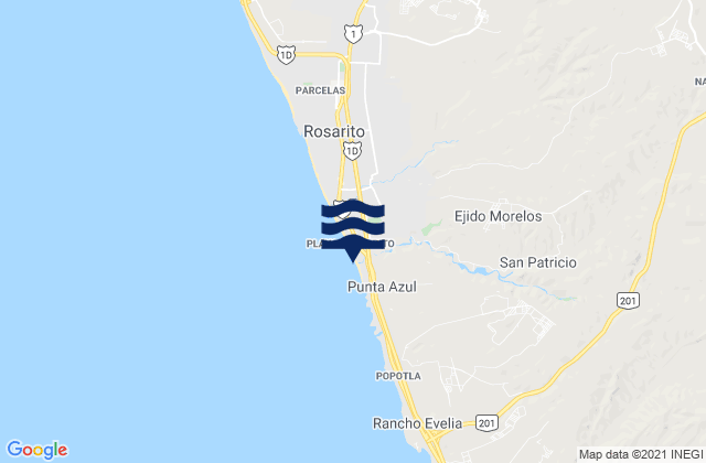 Mappa delle maree di Los Valles, Mexico