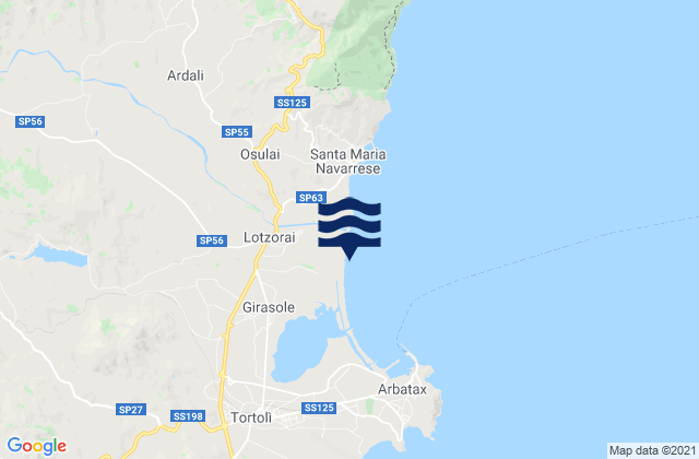 Mappa delle maree di Lotzorai, Italy