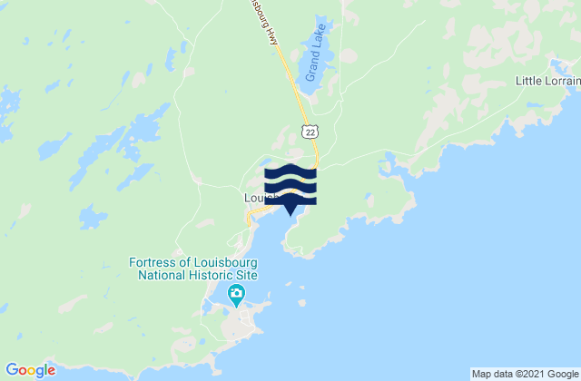 Mappa delle maree di Louisbourg, Canada