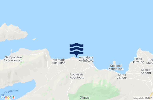 Mappa delle maree di Loukísia, Greece