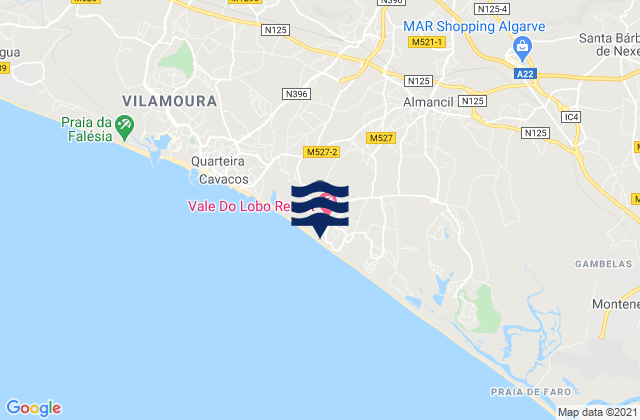 Mappa delle maree di Loulé, Portugal
