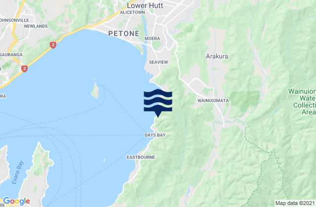 Mappa delle maree di Lower Hutt City, New Zealand