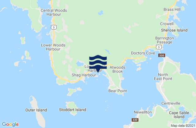 Mappa delle maree di Lower Shag Harbour, Canada