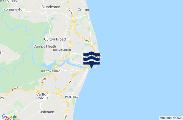 Mappa delle maree di Lowestoft, United Kingdom