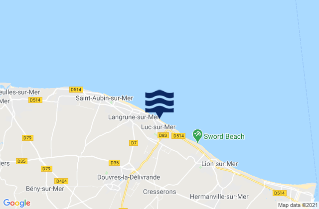 Mappa delle maree di Luc Sur Mer, France