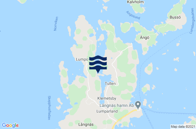 Mappa delle maree di Lumparland, Aland Islands