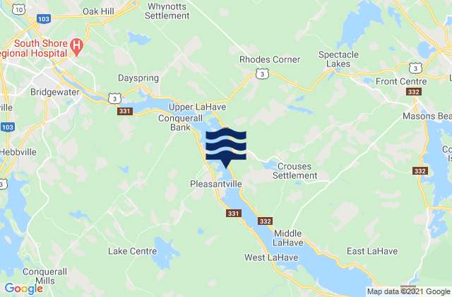 Mappa delle maree di Lunenburg County, Canada